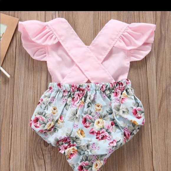 pink Unicorn Floral Romper 6-9 months - Picture 6 of 6